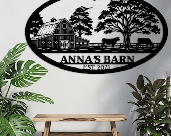 Custom Barn Sign, Outdoor Barn Wall Art, Family Name Decor, Rustic Barn Gift, Country Barn Wall Decor,  Personalized Farmhouse Sign