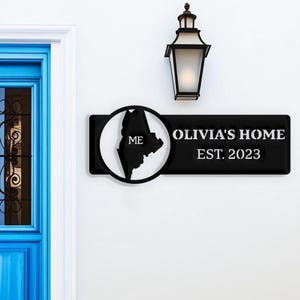 Maine Custom Metal Sign, Outdoor Maine Welcome Sign, ME State Sign, Maine Gifts, Personalized Name Sign, Pine Metal Wall Decor