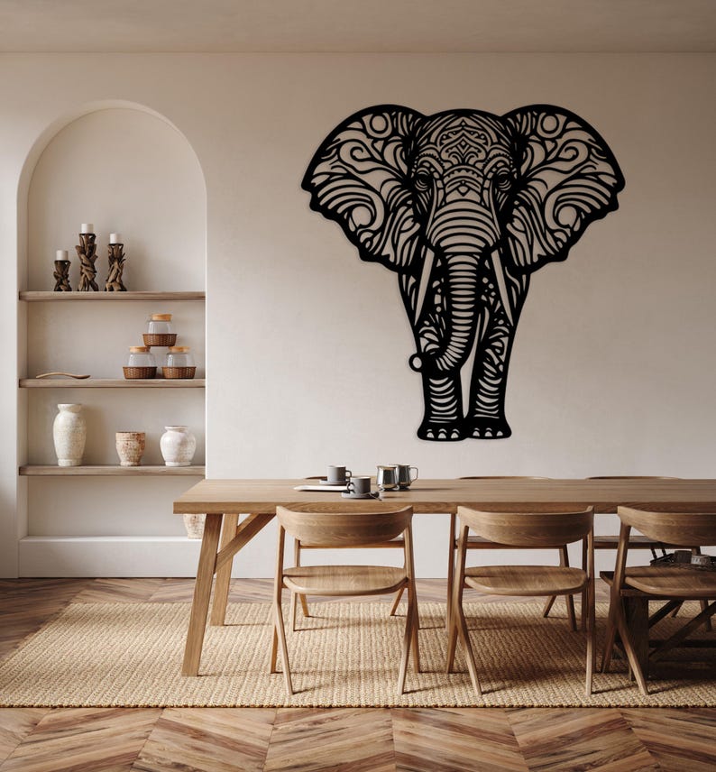 Large Mandala Elephant Metal Wall Art, Boho Tribal Wall Decor for ...