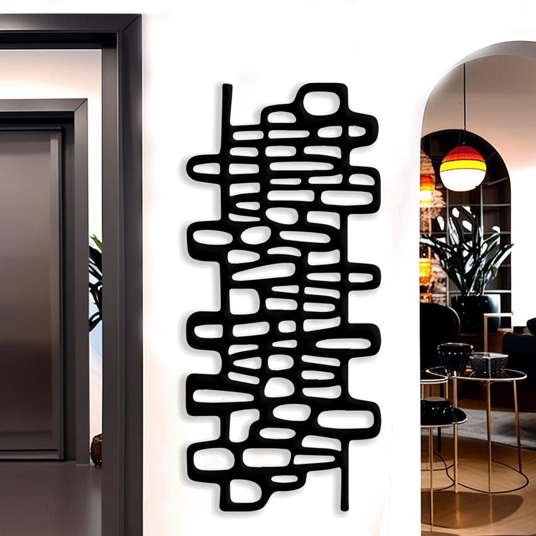 Vertical Abstract Metal Wall Decor, Luxury Modern Home Decor ...