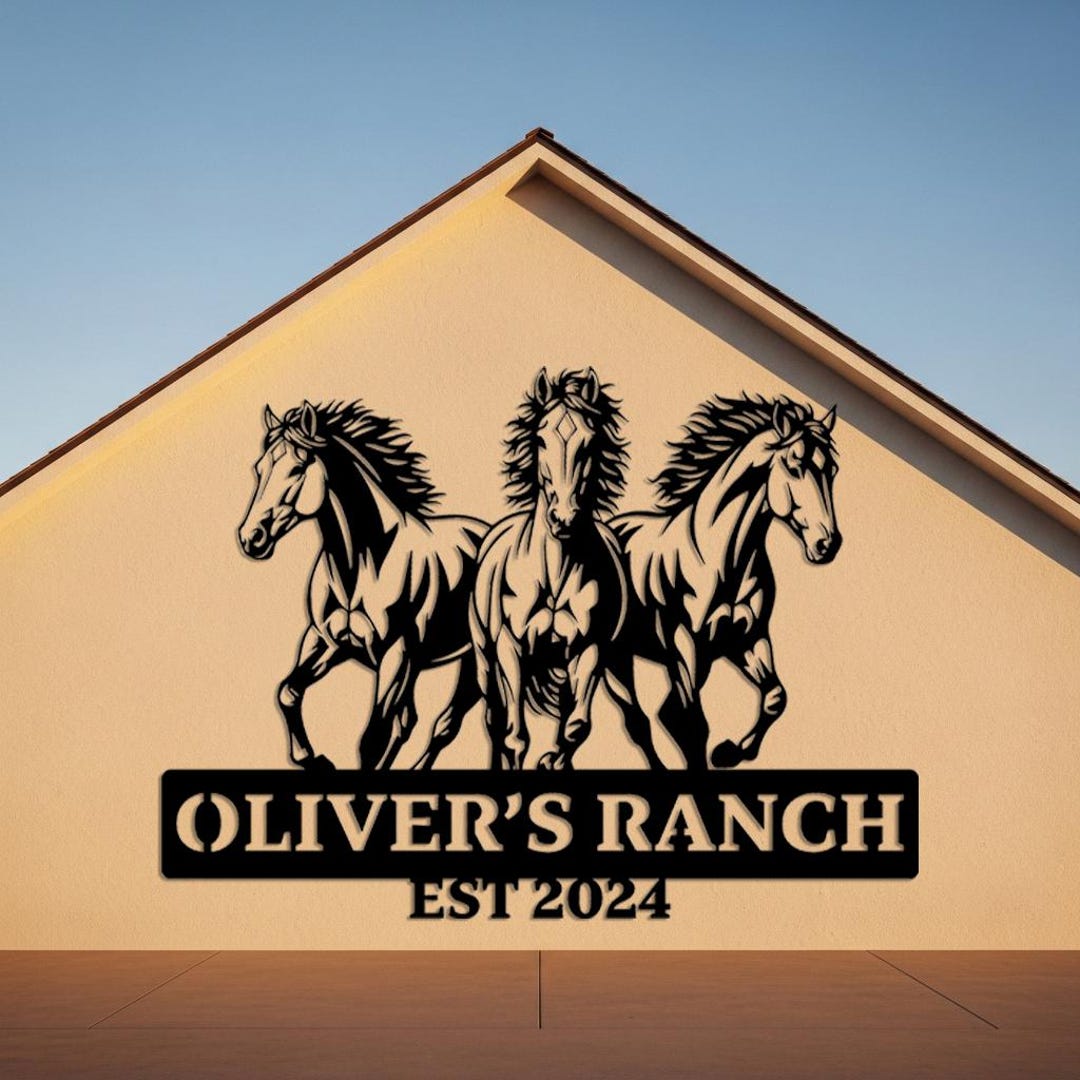 Horse Ranch Custom Metal Sign, Personalized Farm Name Sign, Western ...