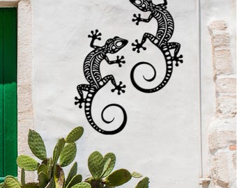 Gecko Metal Wall Decor, Gecko Outdoor Wall Art, Metal Lizard Wall Art, Large Reptile Decor, Tropical Outdoor Decor, Gifts for Gecko Lovers