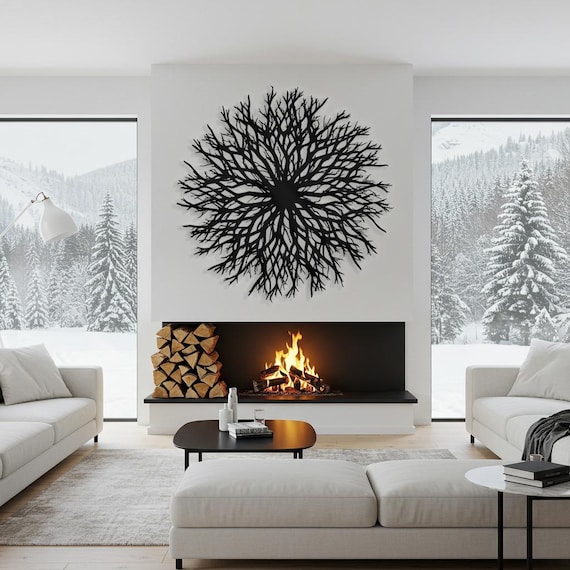 Tree of Life Metal Wall Art, Abstract Round Branch Decor, Above Couch Nature Decor, Modern Wall Hanging, Meaningful Gift, Tree Root Sign