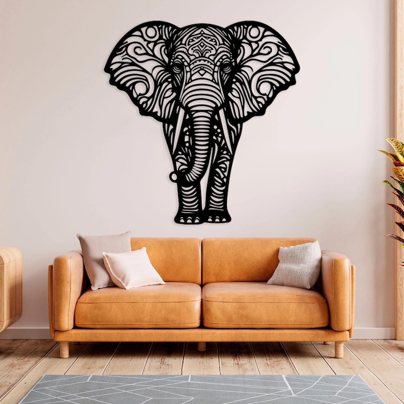 Large Mandala Elephant Metal Wall Art, Boho Tribal Wall Decor for ...