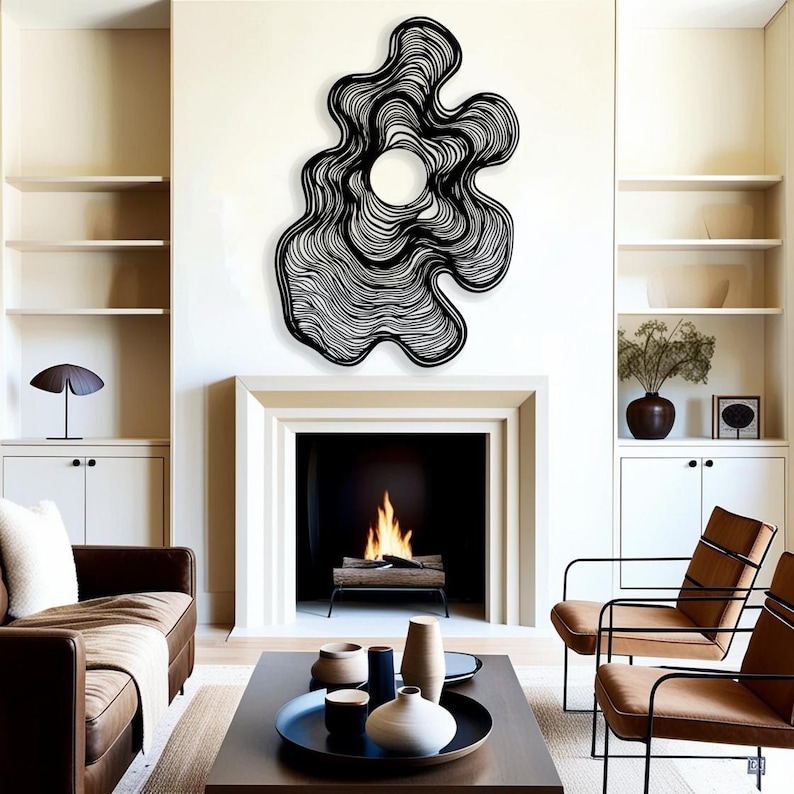 Modern Vertical Wall Art, Abstract Line Metal Wall Decor, Minimalist ...