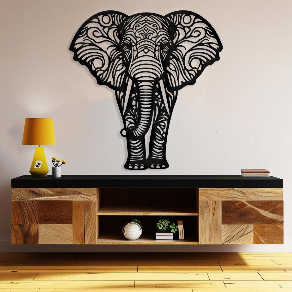 Large Mandala Elephant Metal Wall Art, Boho Tribal Wall Decor for ...