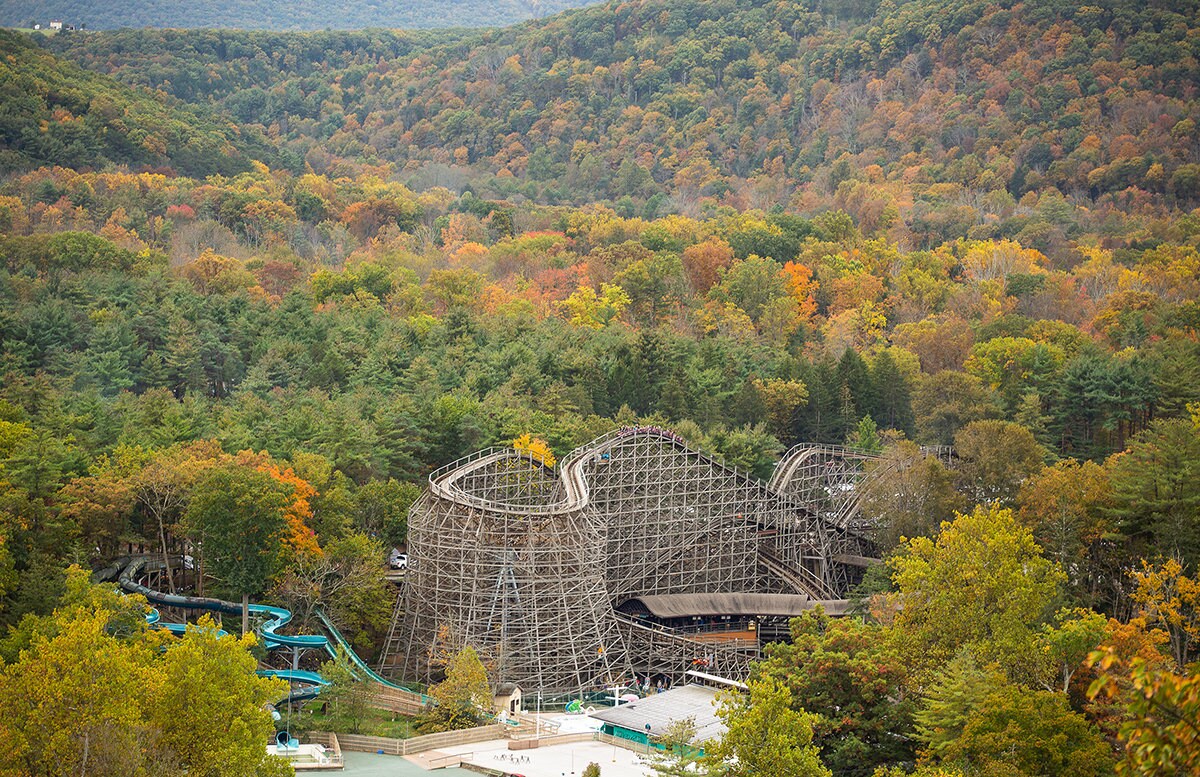 Knoebels Twister Wooden Roller Coaster in the Fall Poster - Etsy