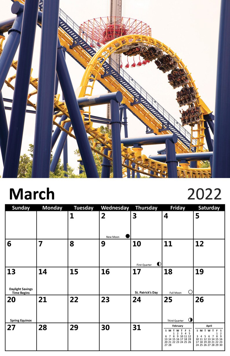 2022 Calendar Featuring Images of Carowinds Paper & Party Supplies