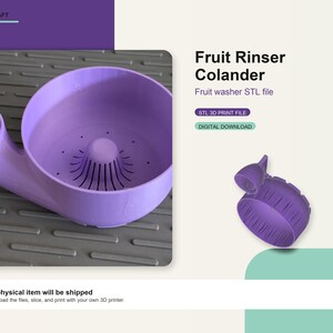 Fruit Rinser Colander STL File 3D Print Digital Download Berry Washer Kitchen Strainer Basket