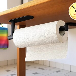 Suporte para papel toalha de cozinha | Suporte para lenços de papel adesivo | Dispensador de papel higiênico | Suporte para armários | Organizador de guardanapos para banheiro