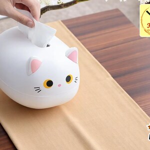 Porta pañuelos con forma de gato, bonito organizador de servilletas con dibujos animados, decoración nórdica para el hogar, contenedor de papel de plástico para escritorio, decoración de sala de estar.