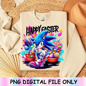 スーパーソニック グラフィティ シャツ PNG、ソニック スプラッシュ カラフル イースター、ソニック イースター シャツ 昇華デザイン、キッズ イースター シャツ、ハッピー イースター デー PNG
