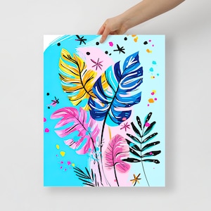 Tropical Colorful Leaves Wall Art Print Poster Modern Botanical Decor Vibrant Abstract Jungle Leaf Print for Living Room Bedroom Office