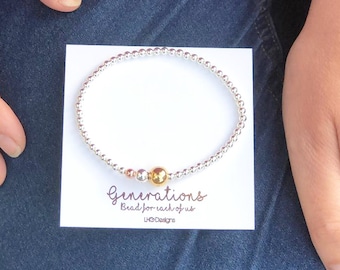 Personalized Generations Bracelet-Customized 3pcs Nameplate Link Charm Bracelet for Mother Wife Teen from Daughter Husband