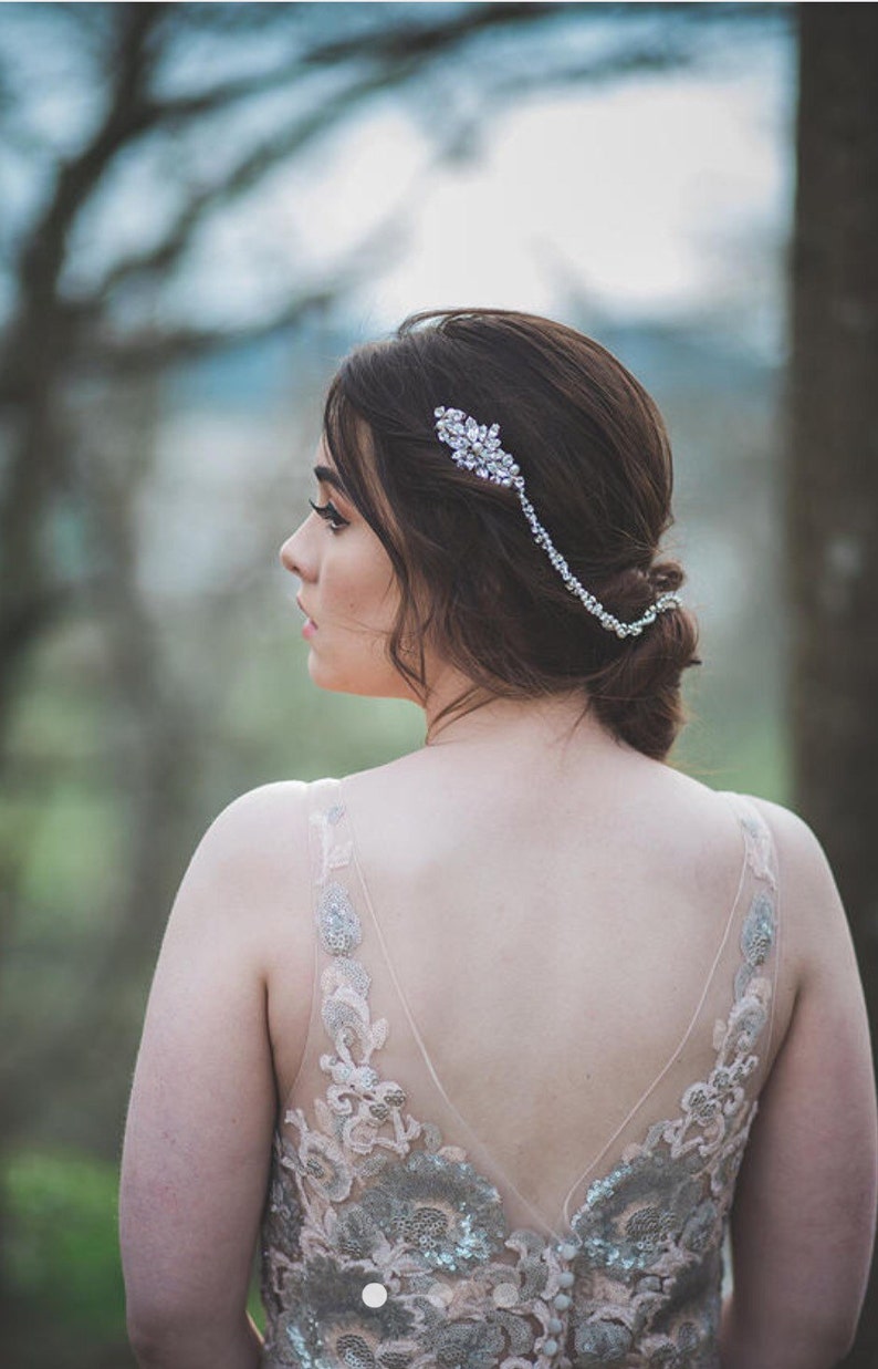 Bridal pearl rhinestone drape halo browband hair accessories Etsy
