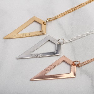 Personalised geometric necklace, Rose Gold, Silver, Kite, minimalist jewellery, Birthday, Mothers day gift for her, mum, sister, wife, Gran image 2