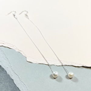 Real Long Pearl Earrings, Freshwater Pearl Dangle Drop  Earrings, Pearl Drop Earrings, Bridal Earrings, Long Chain Earrings, Bridesmaid gift