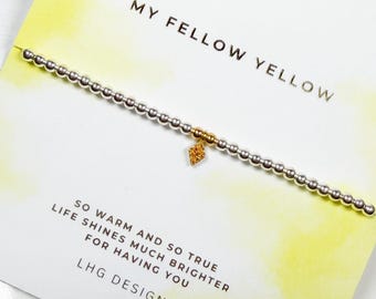 Fellow Yellow Bracelet – Meaningful Friendship Bracelet,  Galentines gift, Encouragement Gift, Minimalist stretch bracelet, gift for her