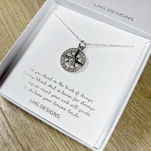 Diamond Compass Necklace, Travel jewellery, Dainty Compass Necklace, Graduation Gift, Sterling Silver Compass Necklace, Christmas Gift