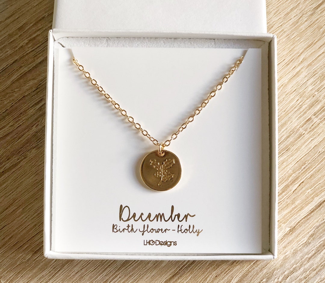 December Birth Flower Necklace, December Birthday Gift for Her, Holly ...