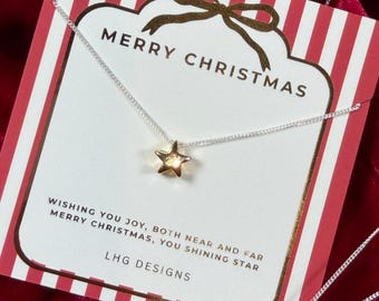 Christmas Star Pendant Necklace gift for her, friend, daughter, stocking filler