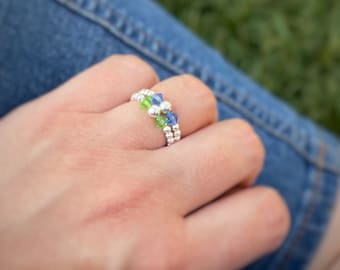 Elegant Birthstone Ring • Sterling Silver Ring • Multi-Stone Family Ring • Custom Friends Birthstones • Gold Filled Ring • Birthday Gift