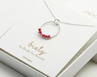 Raw Ruby Gemstone Circle Necklace, July Birthstone Jewellery