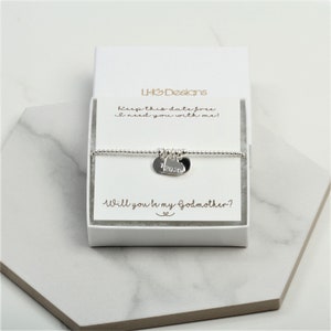 Va vous être ma marraine cadeau, marraine personnalisé bracelet, proposition de marraine, marraine bracelet, carte de marraine, argent Stretch date