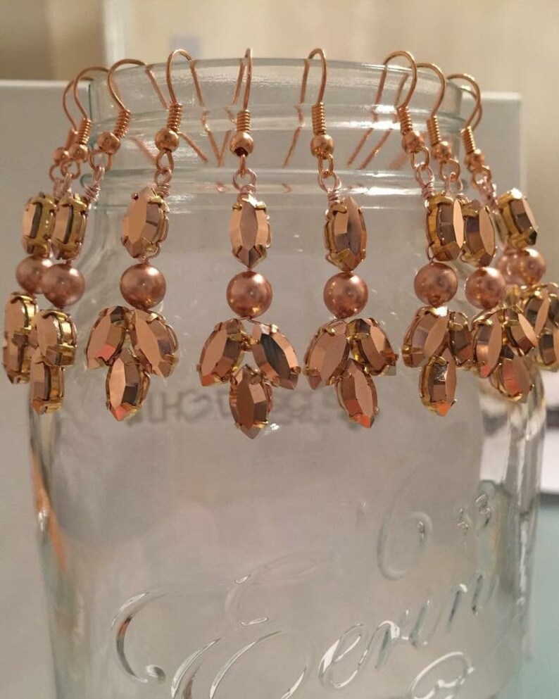 Bridal chandelier earrings rose gold drop wedding earrings