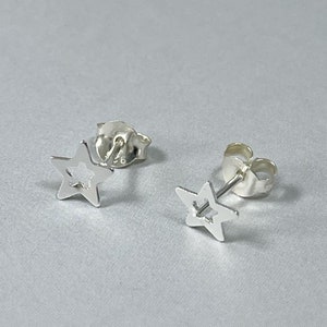 Star Stud Earrings, Open star stud sterling silver earrings, Children&#39;s earrings, dainty earrings, Christmas gift for her, Birthday gift