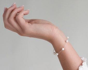 Minimalist Pearl Beads Bracelet, Real Natural Freshwater Pearl Bracelet, Bridesmaid silver Bracelet, Wedding Bracelet, Birthday Gift for her