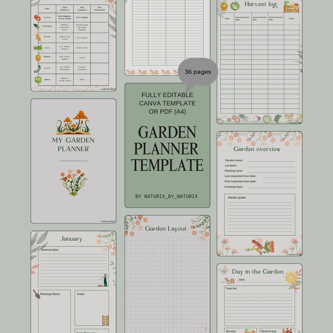 Garden Planner Canva Template - Etsy