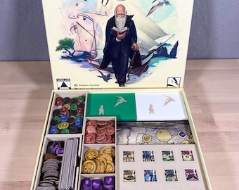Darwin's Journey Insert Organizer - Sleeve Compatible - Board Game Accessory - Board Game Insert