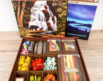 Parks Insert Organizer für Parks mit Erweiterungen Sternstunden & Wildtiere - Sleeves kompatibel Inlay - Premium Brettspiel Zubehör