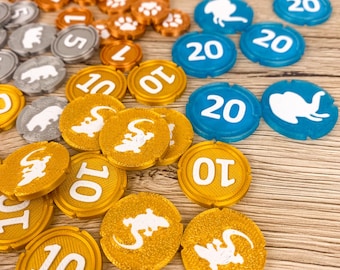 Ark Nova Money Coins 3D Upgrade Tokens - Ark Nova Coins Deluxe Tokens - Board Game Accessories - Board Game Accessories 3D Token Money