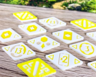 Rebirth Ireland Round Tower Bonus Markers 3D Upgrade Tokens - Round Tower Bonus Tiles - Deluxe Tokens - Board Game Accessories - 3D Tokens
