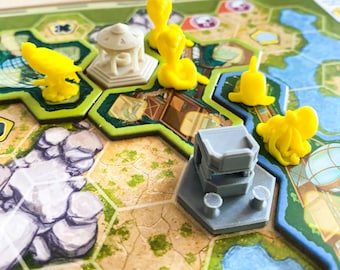 Arche Nova Upgrade Token Figuren mit Wasserwelten Erweiterung - Ark Nova Token with Marine Worlds - Brettspiel Zubehör Ersatzteile