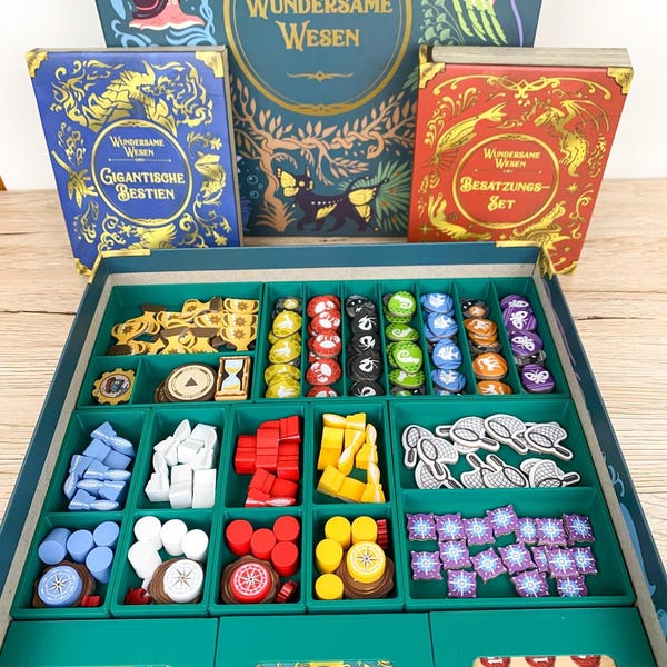 Wondrous Creatures Insert with Expansions - Wondrous Creatures Organizer - Sleeve Compatible - Board Game Accessories - Board Game Storage