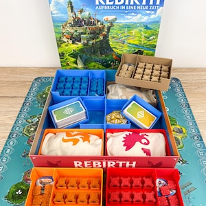 Rebirth Insert mit Beuteln und 3D Token - Sleeves kompatibel Inlay Organizer - schneller Aufbau und vertikale Lagerung