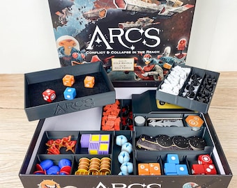 Arcs Insert Organizer with Dice Tray - Sleeves Compatible Inlay Insert - Arcs Board Game Accessories Leaders & Lore