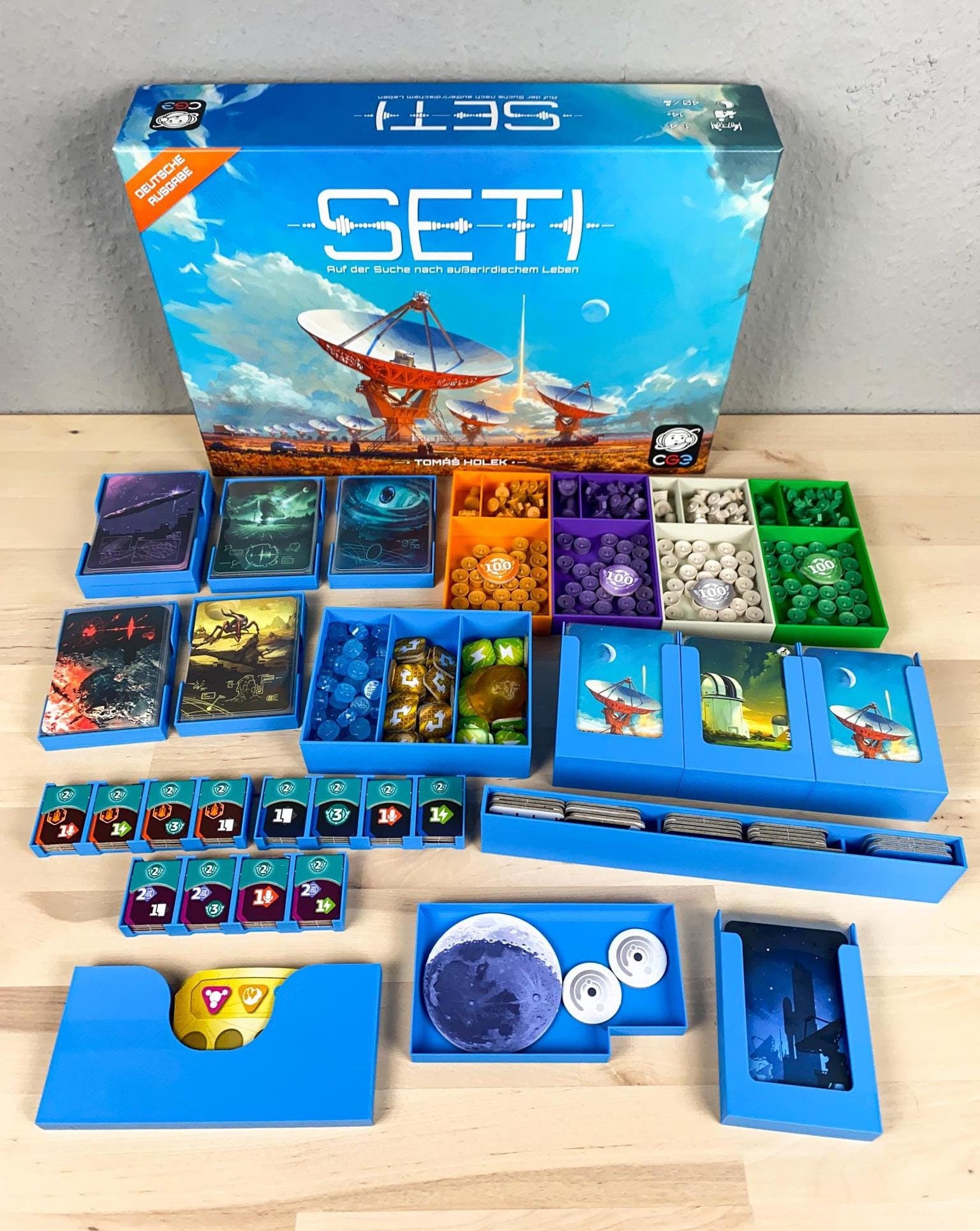 SETI Insert - Sleeves Compatible Inlay Organizer - Board Game Accessory - Board Game Insert Board Game Storage SETI Board Game