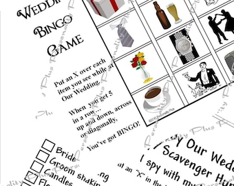 Kids Wedding Games.  Instant Download. I Spy/ Scavenger Hunt and Bingo. Prints quickly.  Better than Coloring Books.
