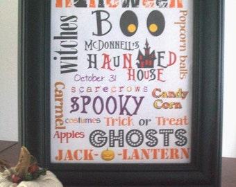 Halloween Decoration.  Subway Art.  Personalized with Family Name. Printable. DIY