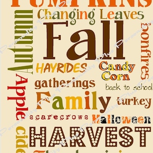Subway Art for Fall.  Instant download. Printable.