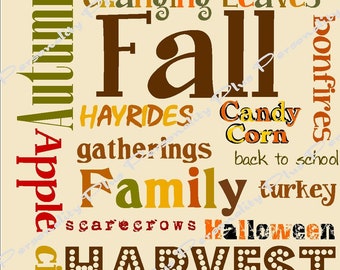 Subway Art for Fall.  Instant download. Printable.