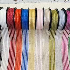 Transparant satijneffect gestreept lint breedte 25 mm, rol van 20 m Naaien, Verschillende kleuren, DIY Creatieve hobby's scrapbooking