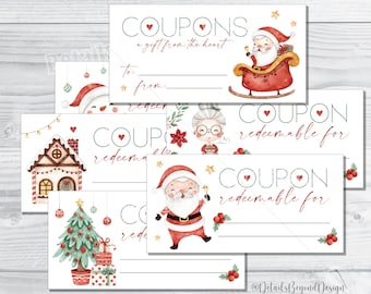 Christmas Coupons - A gift from the Heart - Gifts from Children - Kids Coupon book - 2.5"x5" Printable - PDF jpeg - INSTANT DOWNLOAD