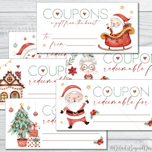 Blank Christmas Coupons Printable Instant Download Last - Etsy