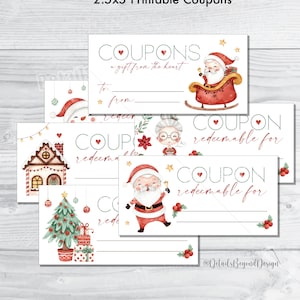 Christmas Coupons - A gift from the Heart - Gifts from Children - Kids Coupon book - 2.5"x5" Printable - PDF jpeg - INSTANT DOWNLOAD