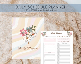 Groovy Daily Planner Schedule - Todays Affirmation - To-do List  - Plans and Schedule - Notes Printable PDF JPEG digital files